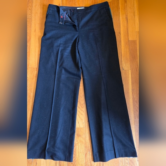 Boden Black Sherborne Wide Leg Wool Trousers Green & Pink Stripe US 14L UK 18L - Picture 9 of 11